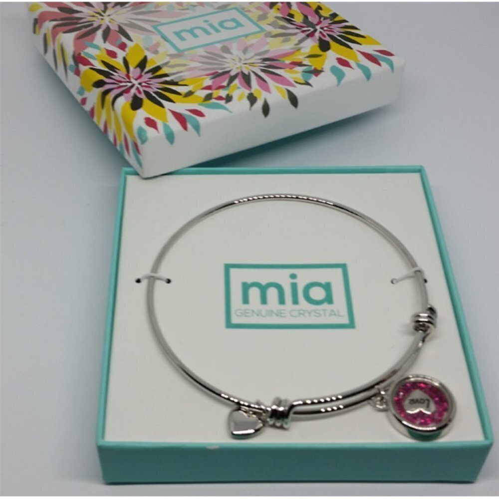 New Mia love heart crystal charm bracelet romantic stackable layering GIFTABLE